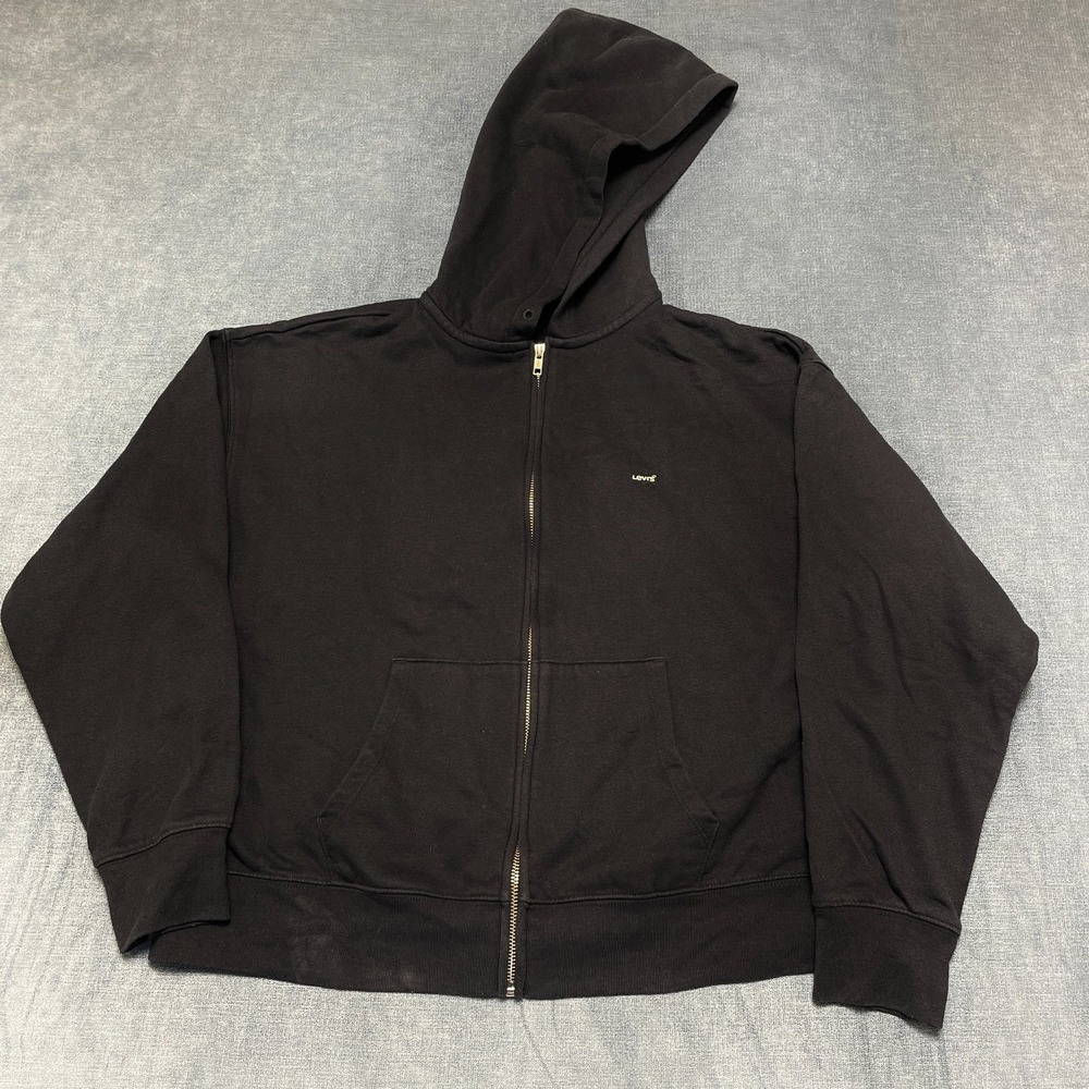 Levi's Everyday Zip-Up Sweatshirt Hoodie Women Medium Black Fleece Lined Outdoor